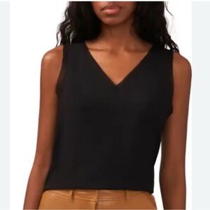 Halogen Black Raw Edge V-Neck Tank Top. NWOT.
